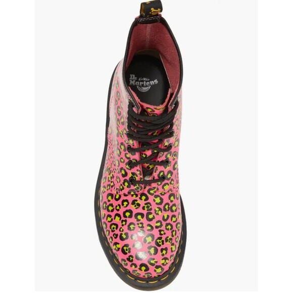 Dr Martens Boots Womens 6 Pink Leopard Water Repellent 1460 Leather Lace Up Shoe - Picture 5 of 14